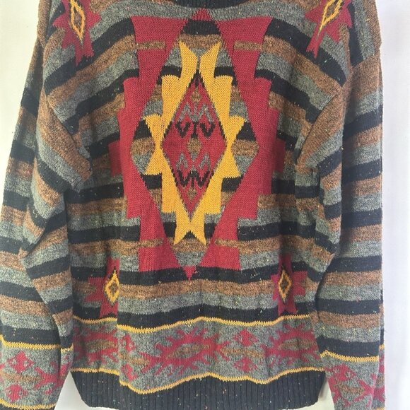 Vintage 80s Streetwear Navajo Western Knit Rainbow Sweater - Picture 3 of 7